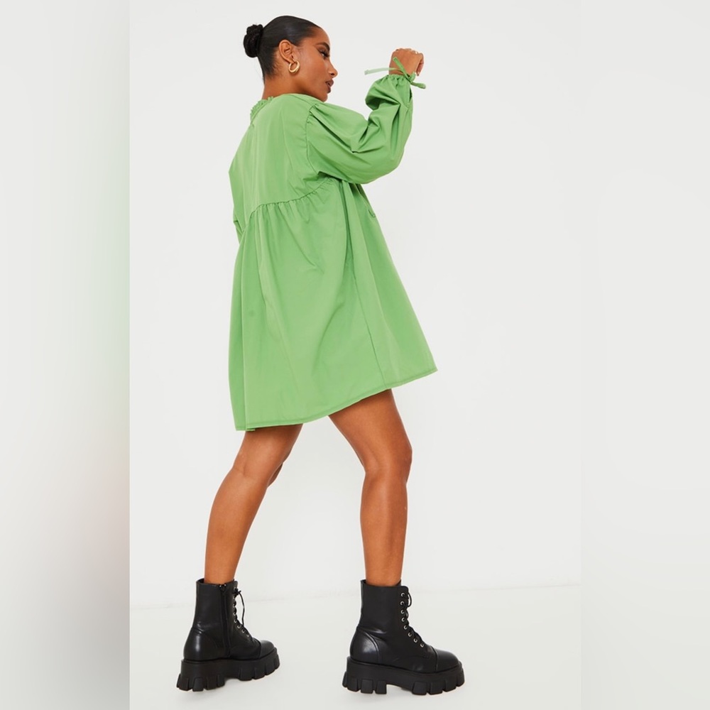 PLT - Oversized Poplin Frill Collar Shirt Dress - Size 6 - Picture 3 of 11